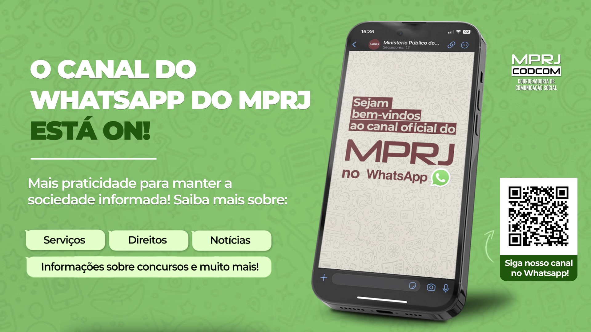 Imagem capa O canal do Whatsapp do MPRJ está ON!